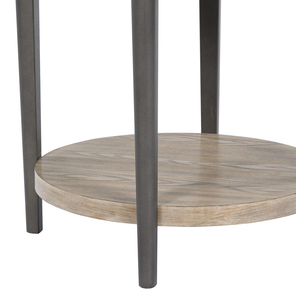 Ashley Dyonton Round End Table in Light Grayish Brown and Gunmetal, , large
