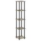 HOMLUX Turn-N-Tube 5-Tier Corner Square Display Bookshelf in French Oak and Black, , large