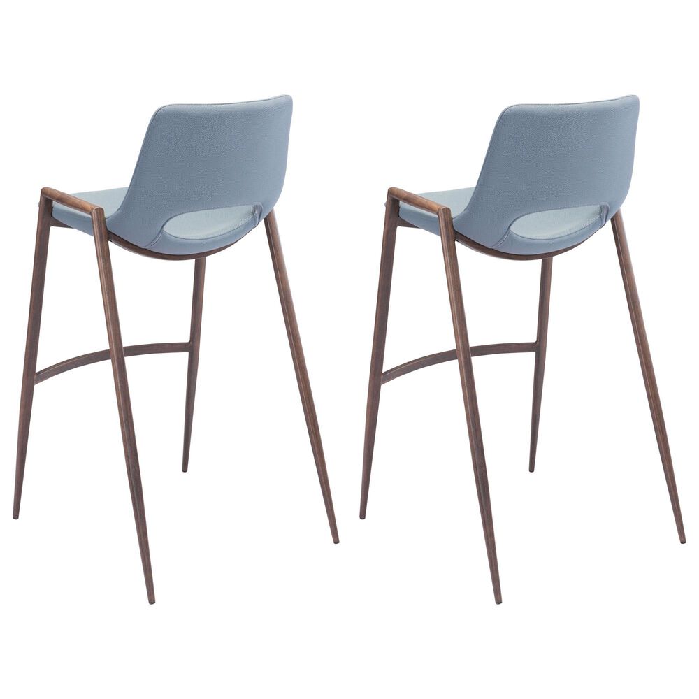 Zuo Modern Desi Bar Chair in Gray and Dark Brown &#40;Set of 2&#41;, , large