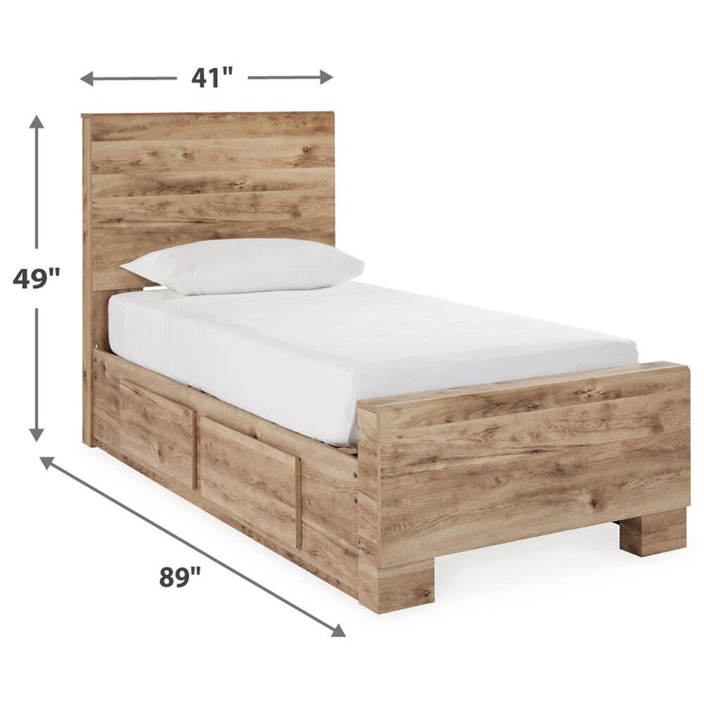 Ashley Hyanna Twin Panel Bed with 2 Side Storage in Tan Brown, , large