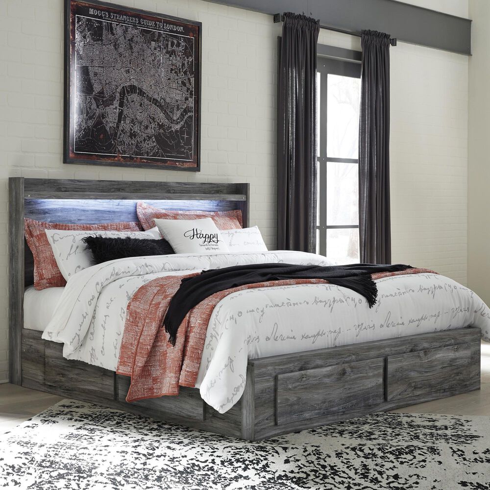 Ashley Baystorm King Panel Bed with 6 Storage Drawers in Gray, , large