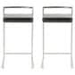 LumiSource Fuji Stackable Counter Stool with Black Faux Leather in Brushed Stainless Steel (Set of 2), , large