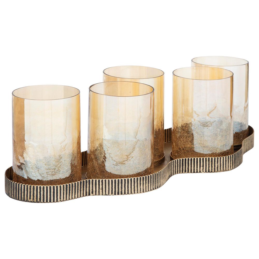 Ashley Evereton 6-Piece Candle Holder Set in Antique Gold, , large
