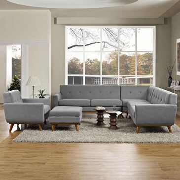 Modway Engage 5-Piece Living Room Set in Gray, , large