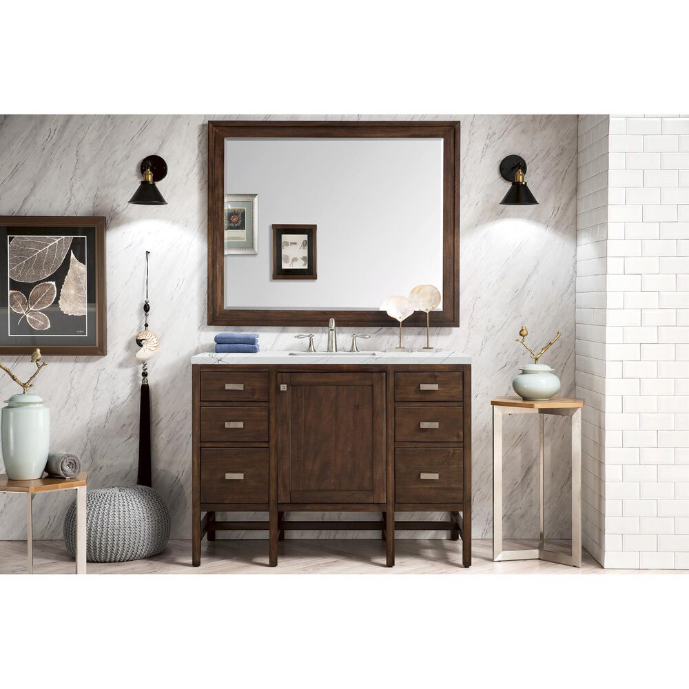 James Martin Vanities Addison 48&quot; Single Bathroom Vanity in Mid Century Acacia with 3 cm Ethereal Noctis Quartz Top and Rectangular Sink, , large