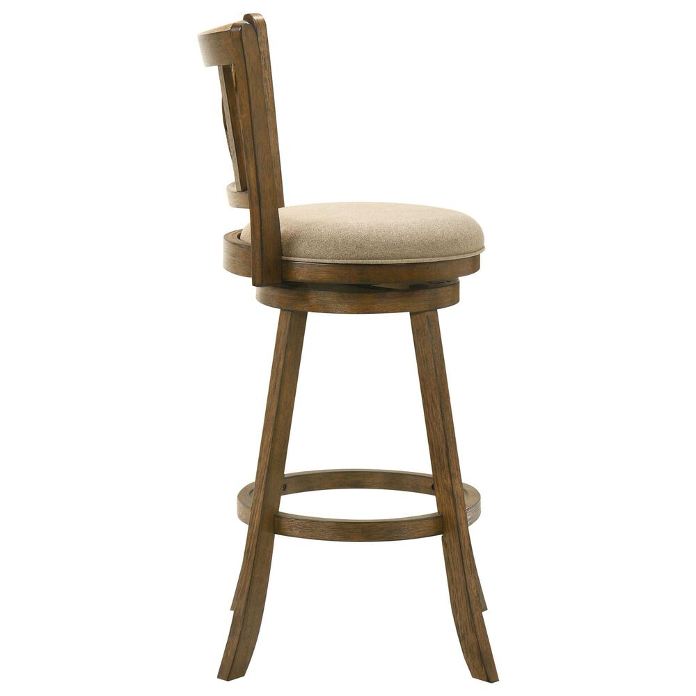 Armen Living Kodi Swivel Bar Height Stool with Light Scone Upholstery in Sepia Brown, , large