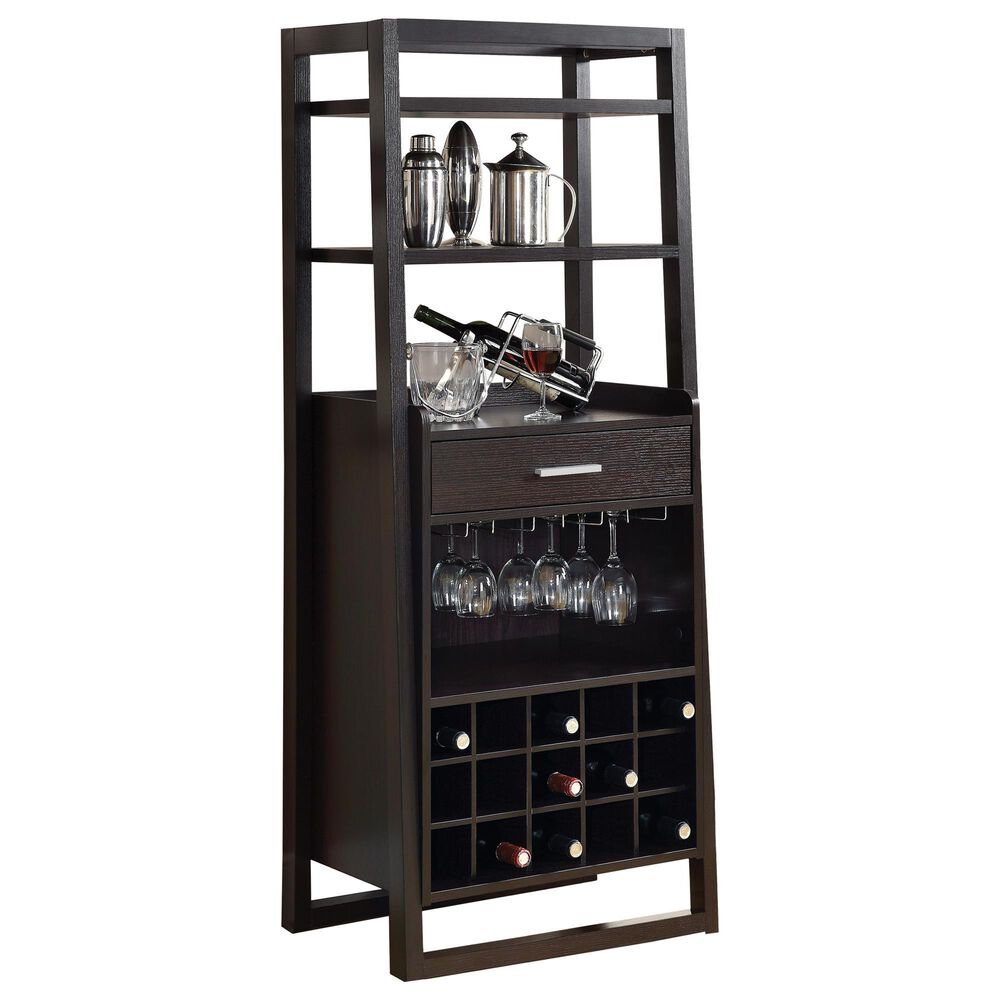 Monarch Specialties Ladder Style Bar Unit in Cappuccino, , large