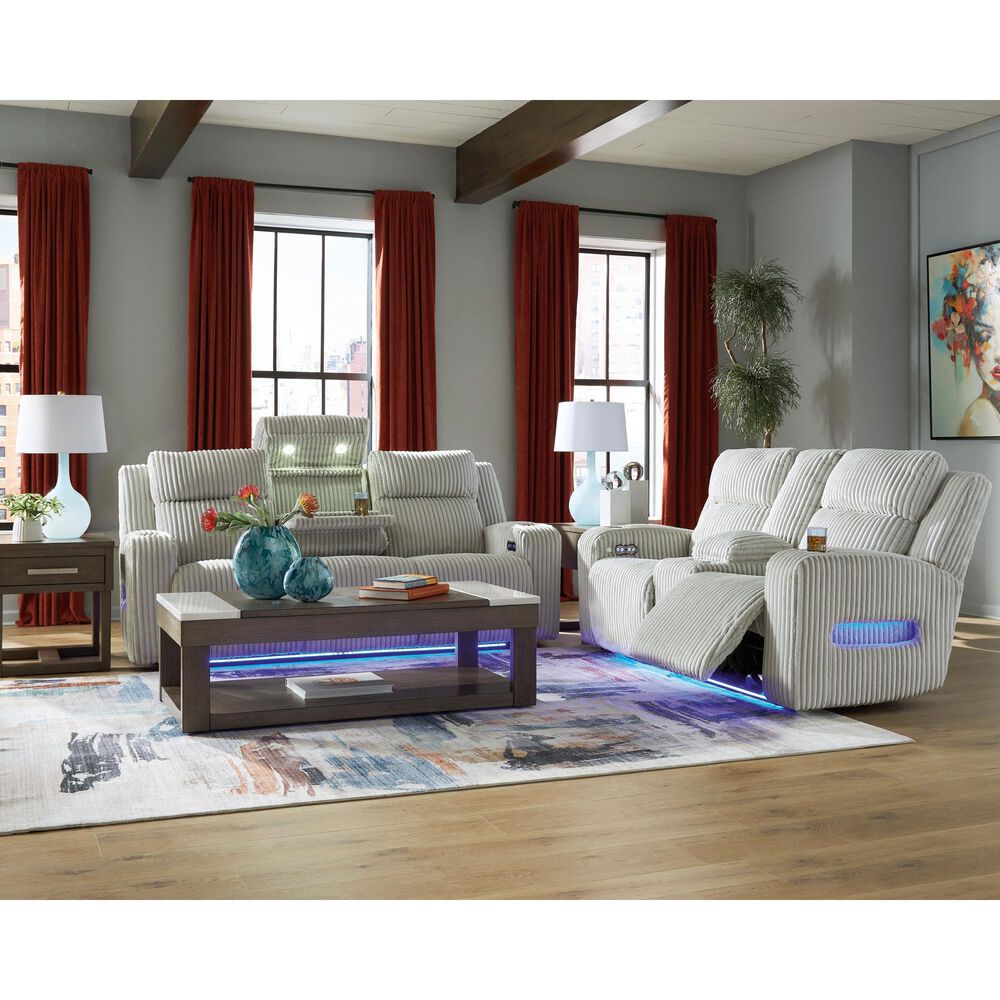 Ashley Forest Lake Power Reclining Sofa with Adjustable Headrest in Alloy Velvet, , large