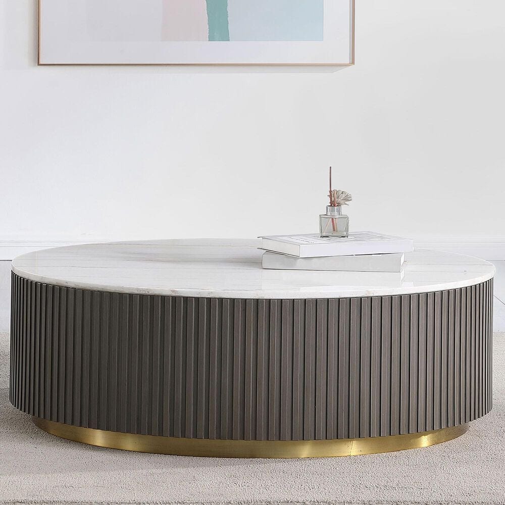 Pacific Landing Jason Coffee Table in White, Charcoal and Brushed Gold, , large