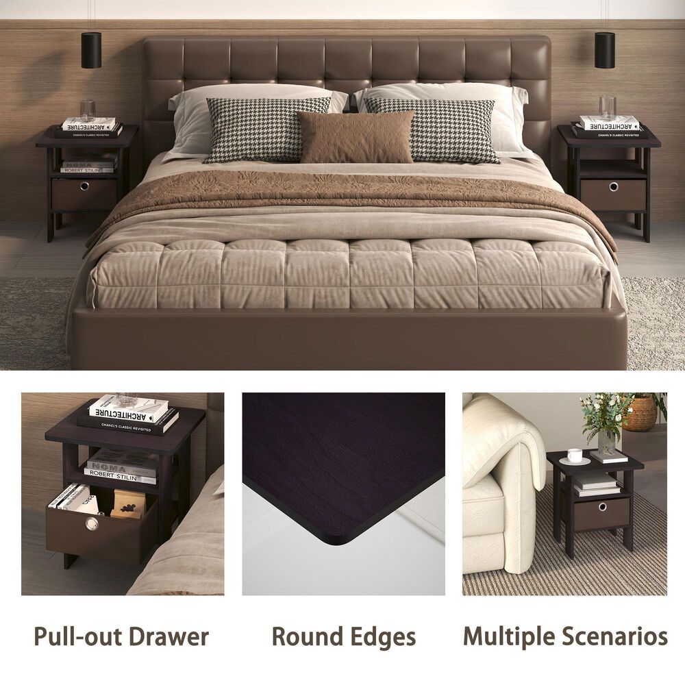 HOMLUX 1-Drawer End Table in Dark Walnut, , large