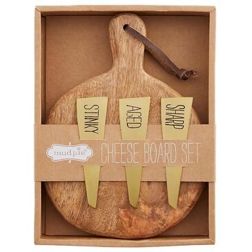 Mud Pie 8" x 6" Paddle Board Cheese Set in Brown, , large