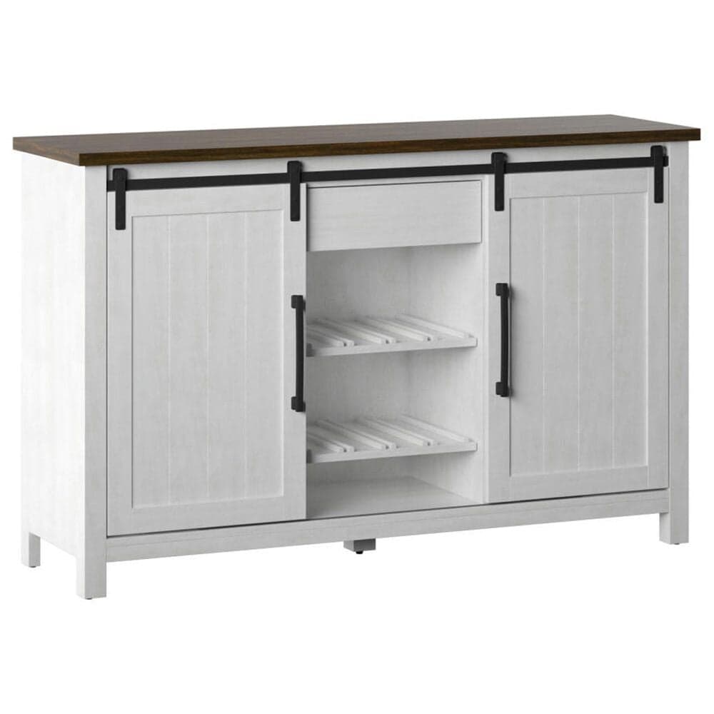 RTJ Furniture 2-Door Sideboard with Wine Storage in Antique White, , large