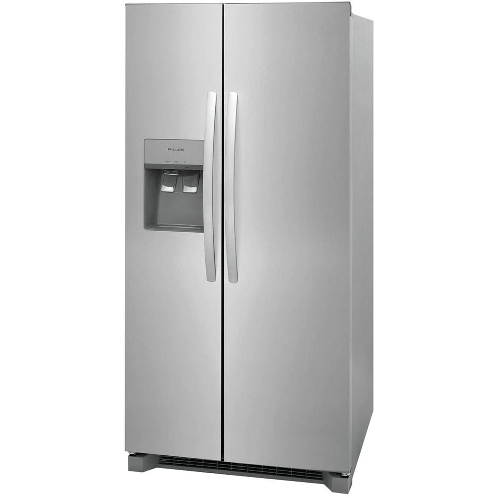 Frigidaire 3 Piece Kitchen Package with 22.3 Cu. Ft.  33&quot; Standard Depth Side by Side Refrigerator, 30&quot; Freestanding Gas Range with Quick Boil Burner, and 24&quot; Built-In Dishwasher with MaxDry in Stainless Steel, , large