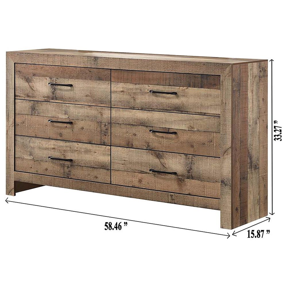 Crown Mark Elmer 5 Piece Queen Bedroom Set with Two Nightstands in Rustic Brown, , large