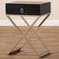Baxton Studio Patricia 1-Drawer End Table in Black and Brass, , large
