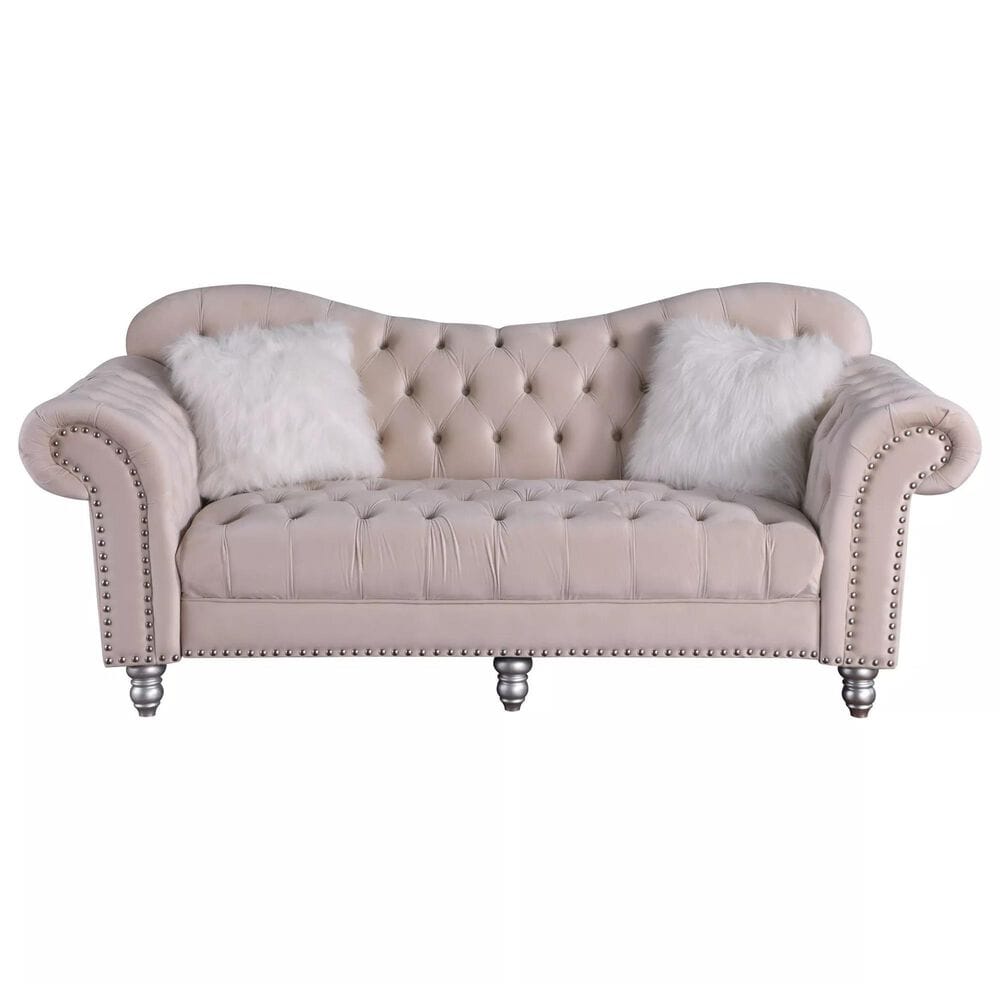 Morden Fort America Stationary Sofa in Beige Velvet, , large