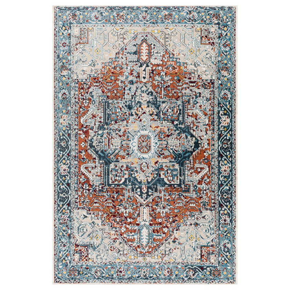 Surya Lavadora 7"10" x 10" Ink Blue, Brick Red, Mustard, Gray, Light Beige and Cream Area Rug, , large