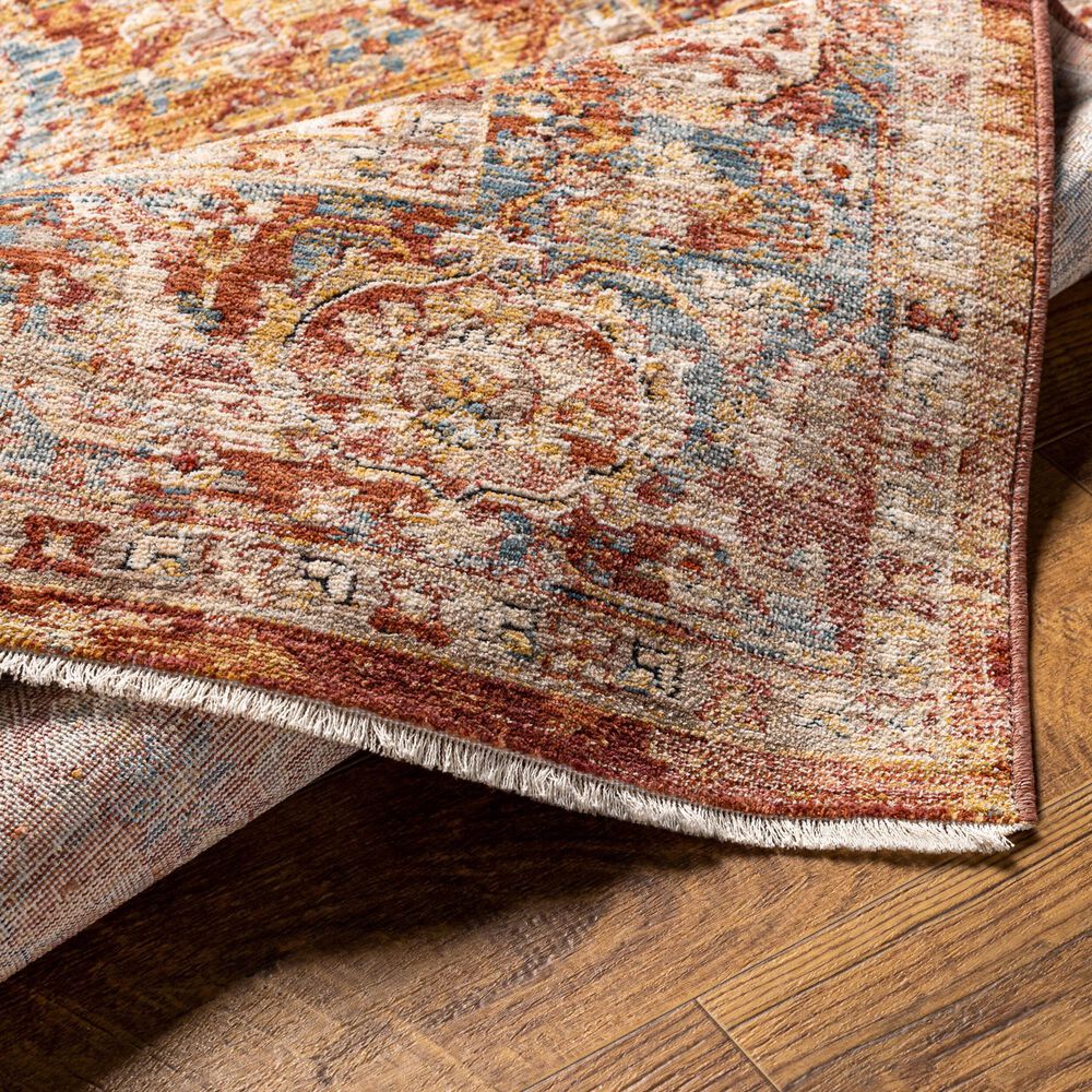 Surya Aspendos 2&#39;7&quot; x 7&#39;3&quot; Burgandy, Rust, Dusty Pink, Denim, Taupe, Gray, Wheat, Black and Cream Runner, , large