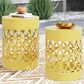 Hearth and Haven Outdoor End Table with Overlapping Circle Design in Yellow (Set of 2), , large