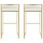 Lumisource Fuji Stackable Barstool with White Faux Leather in Gold (Set of 2), , large