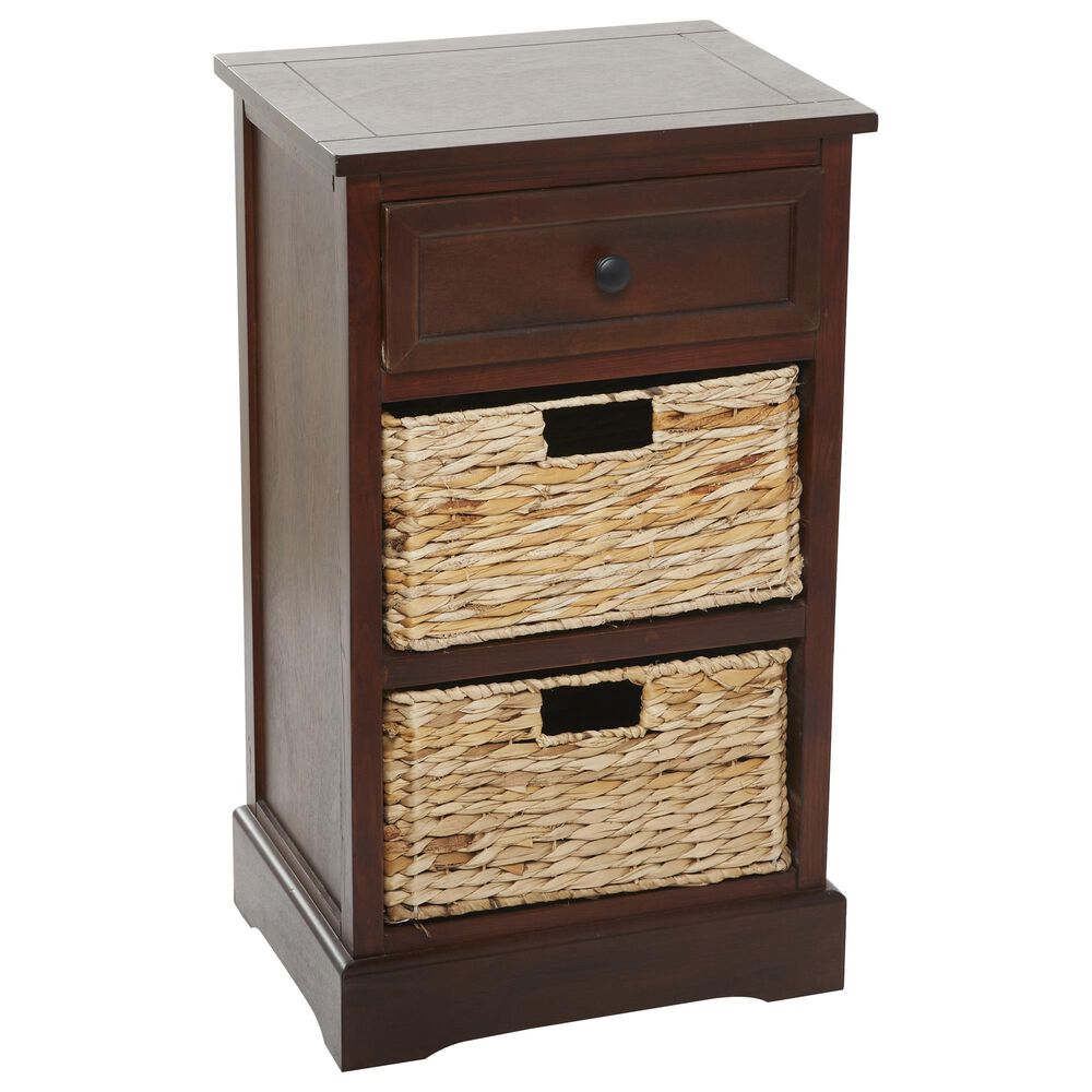 Maple and Jade Storage Unit with Wicker Baskets in Brown, , large