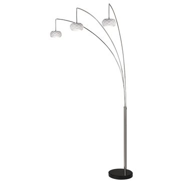 Anthony California 90" 3-Arm Arc Floor Lamp with White Shade in Nickel, , large