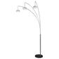 Anthony California 90" 3-Arm Arc Floor Lamp with White Shade in Nickel, , large