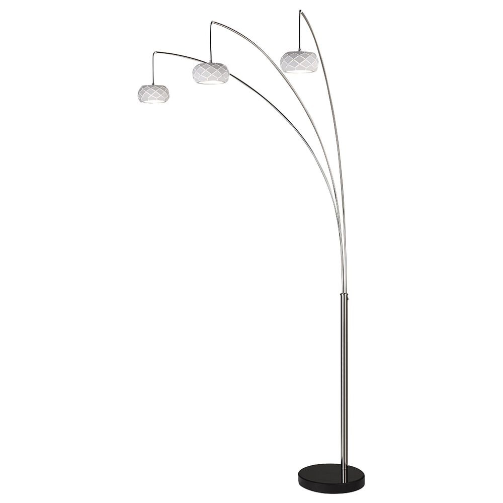 Anthony California 90" 3-Arm Arc Floor Lamp with White Shade in Nickel, , large