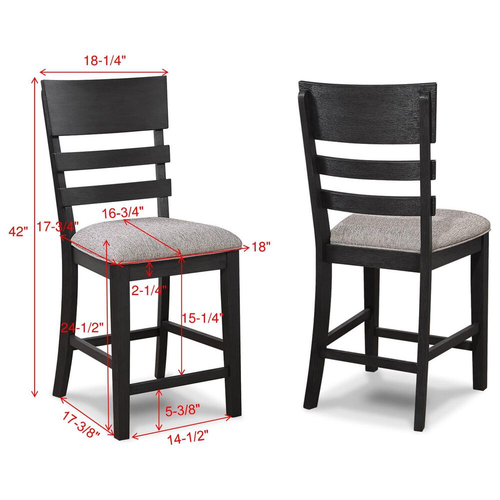 Crown Mark 5 Piece Counter Height Dining Set in Black Finish and Charcoal Upholstery, , large