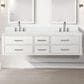 Lexora Home Castor 72" Double Bathroom Vanity in White with 2 cm White Cultured Marble Top and Rectangular Sinks, , large