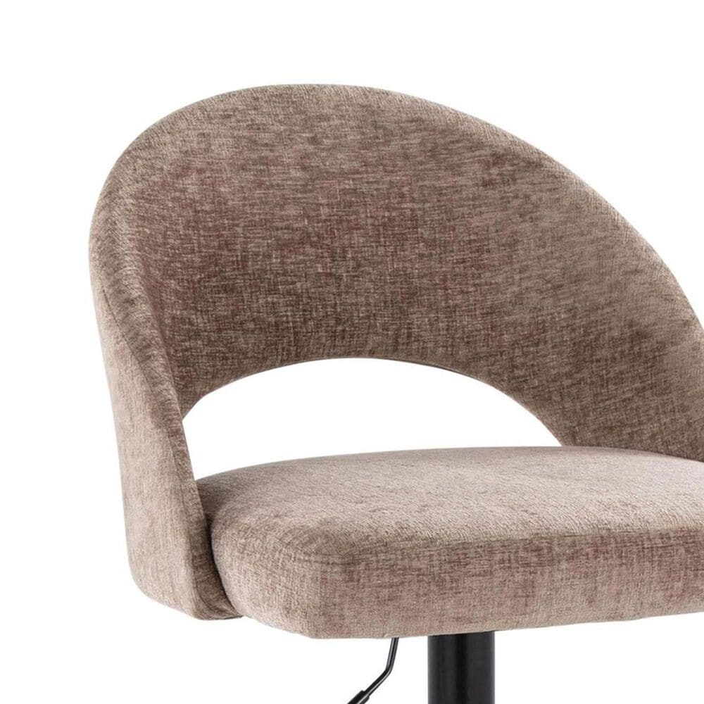 LumiSource Renee Adjustable Swivel Bar Stool with Brown Fabric Upholstery in Black (Set of 2), , large