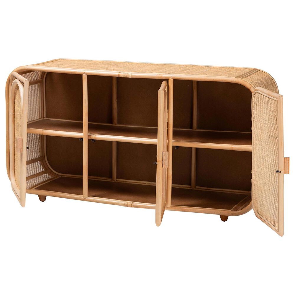 Baxton Studio Evania 3-Door Rattan Storage Cabinet in Natural, , large