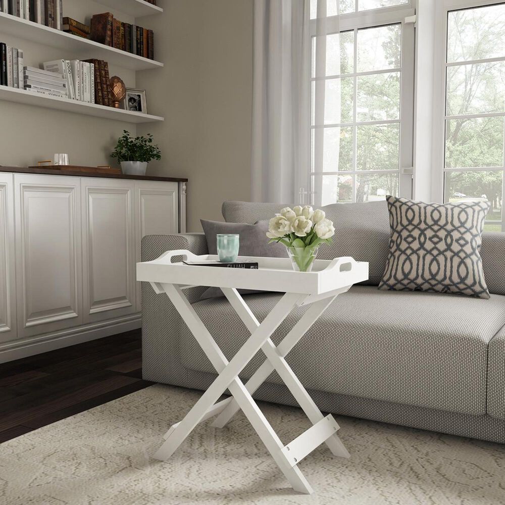 Timberlake Lavish Home Folding End Table in White, , large
