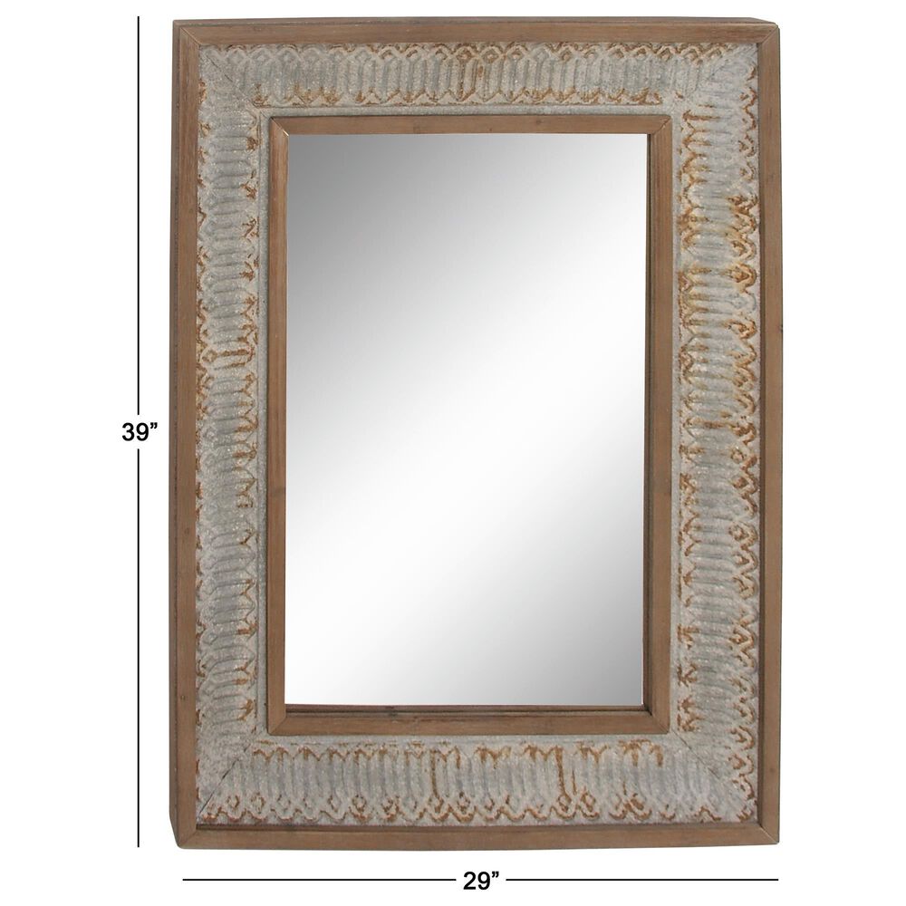 Maple and Jade 29&quot; x 39&quot; Wall Mirror in Distressed Grey and Brown, , large