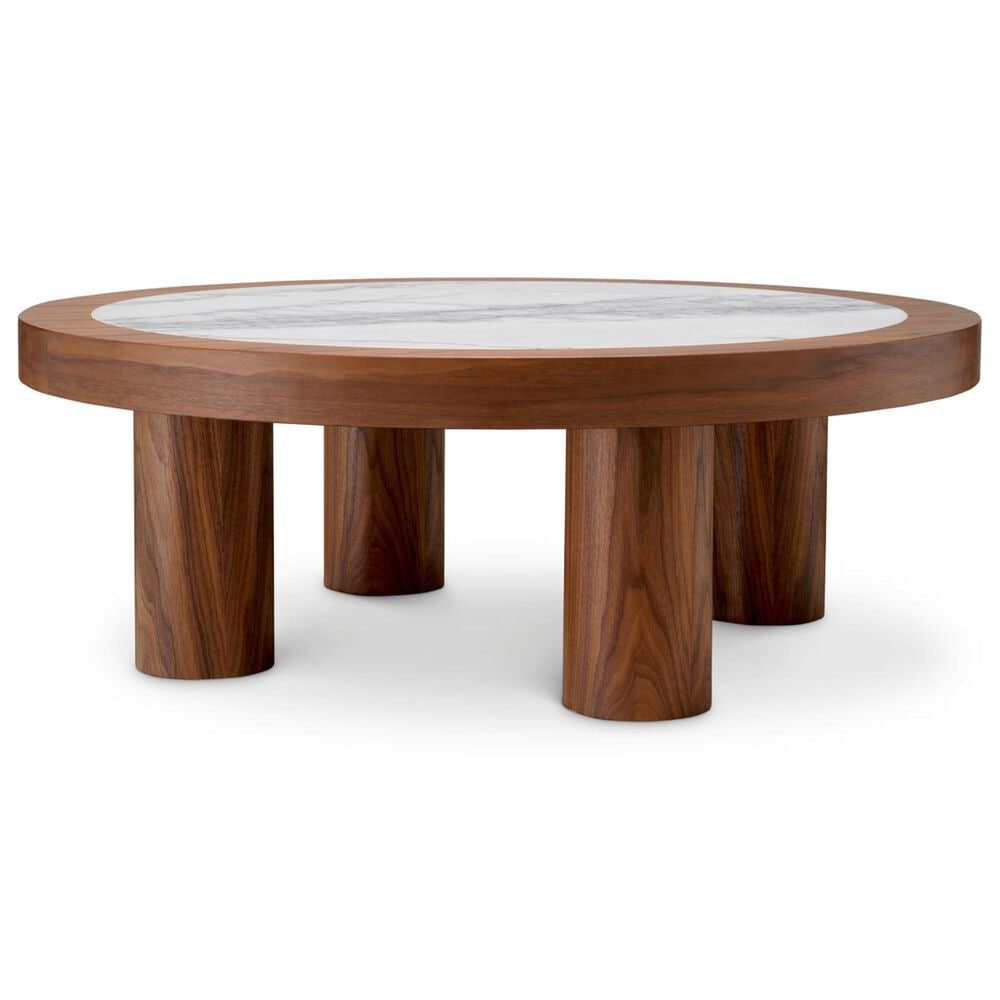 Eichholtz Presedio Coffee Table in Walnut and Bianco Lilac, , large