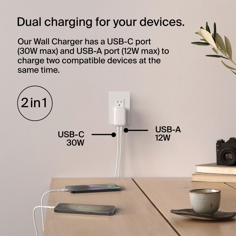 Belkin BoostCharge 42W Dual Wall Charger PD in White, , large
