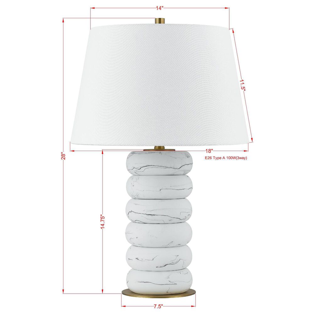 Southern Lighting Winnie Table Lamp in White, Gray and Gold, , large