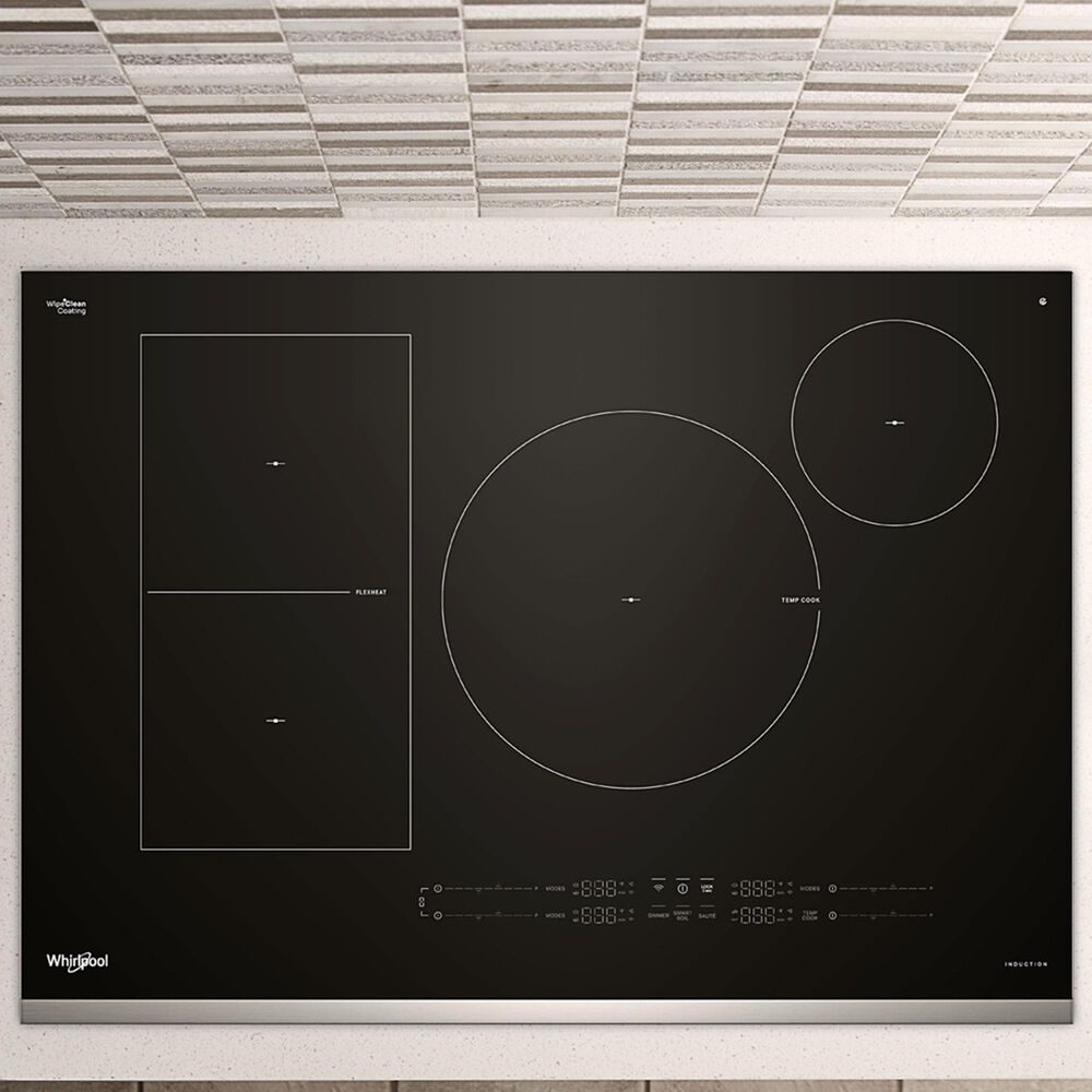 Whirlpool 30" Intelligent Induction Cooktop with Temp Cook Technology and WipeClean Coating in Black and Stainless Steel, , large