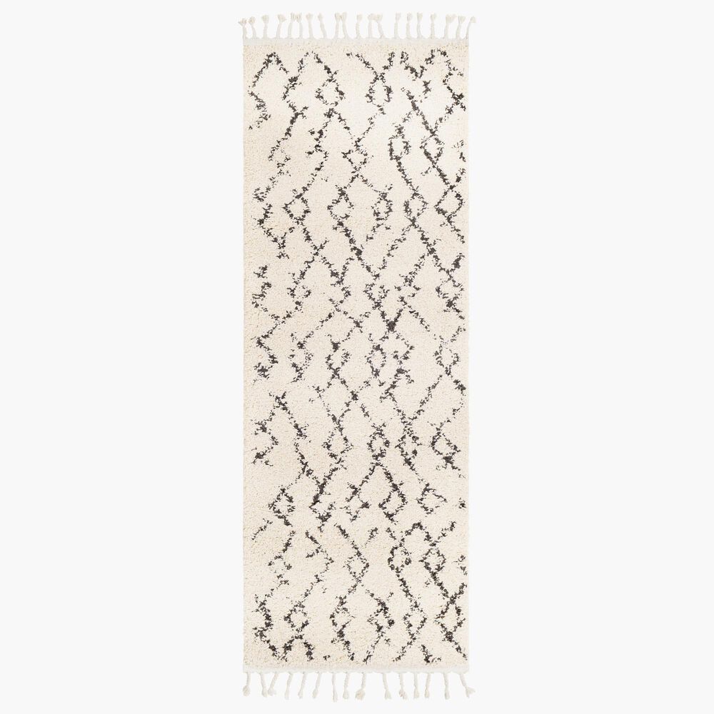 Surya Berber Shag BBE2301 2"7" x 7"3" Charcoal and Light Beige Runner, , large