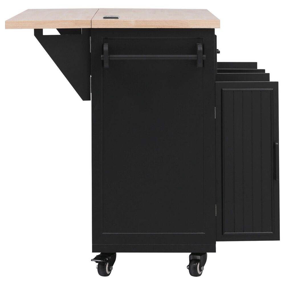 HOMLUX 56.5'' Kitchen Island with Drop Leaf in Black and Natural, , large