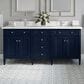 James Martin Vanities Brittany 72" Double Bathroom Vanity in Victory Blue with 3 cm White Zeus Quartz Top and Rectangular Sinks, , large