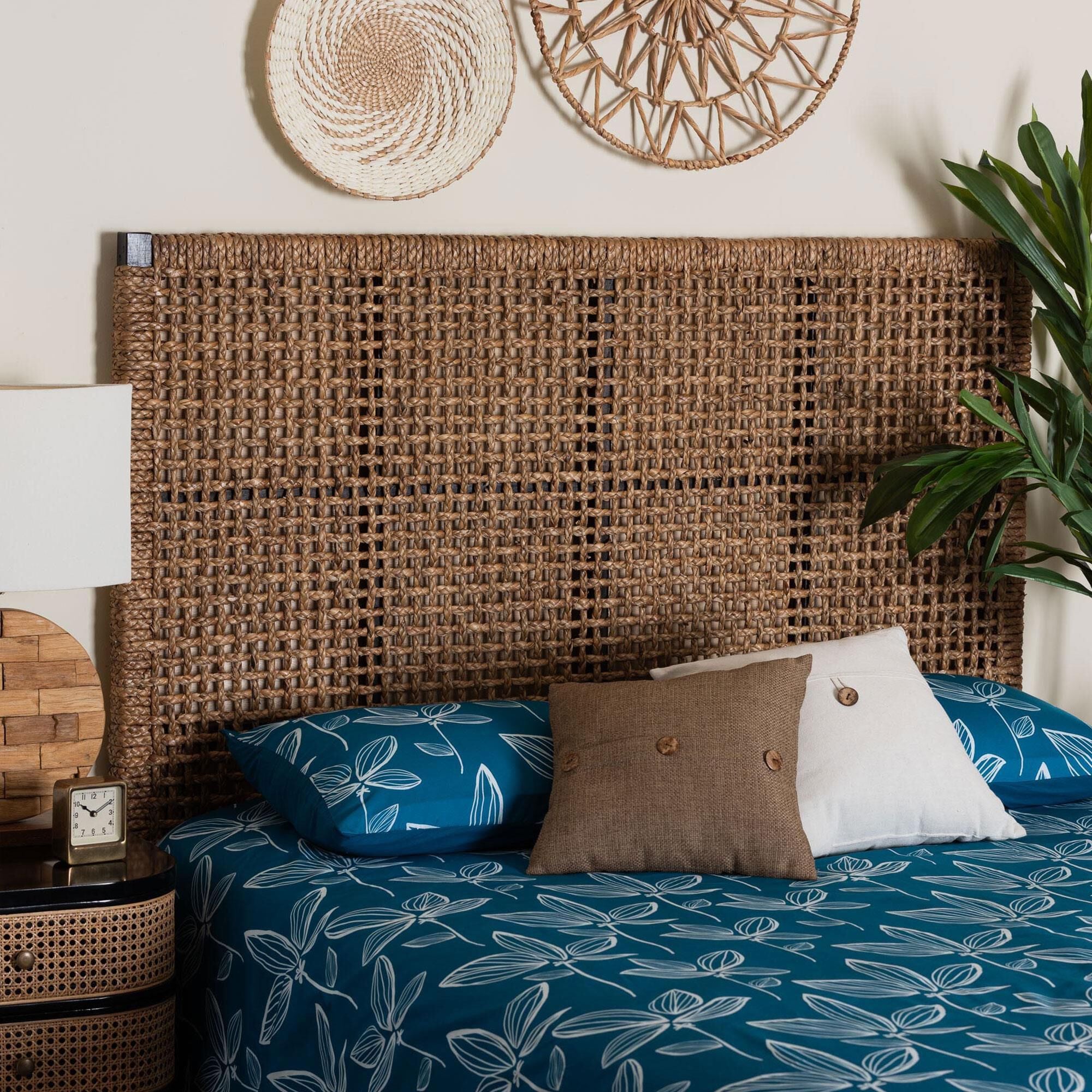 Baxton Studio Alise King Headboard in Natural Brown and Dark Brown