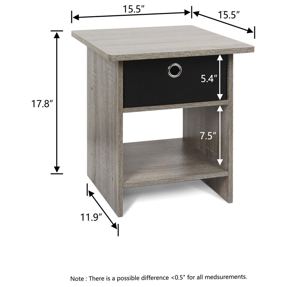 HOMLUX 1-Drawer Modern Nightstand with Open Shelf in French Oak Grey, , large
