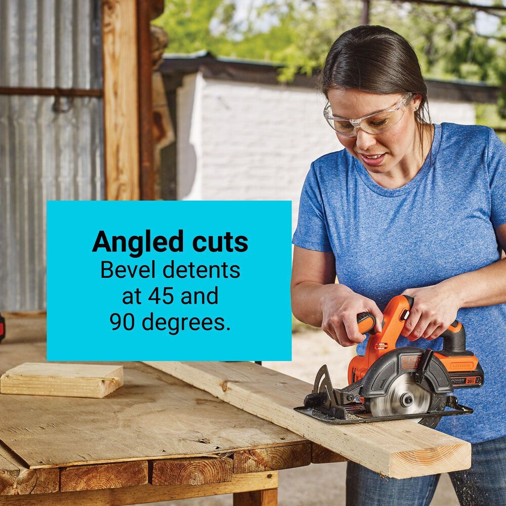 Black &amp; Decker 20V Max Powerconnect 5.5&quot; Cordless Circular Saw Tool in Black and Orange, , large