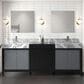 Lexora Home Zilara 84" Double Bathroom Vanity in Black and Grey with 11 cm Castle Grey Marble Top and Rectangular Sinks, , large