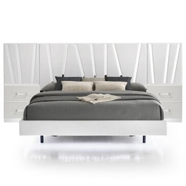 New Heritage Europa Wood King Panel Bed with 2 Nightstands and Panels in White, , large