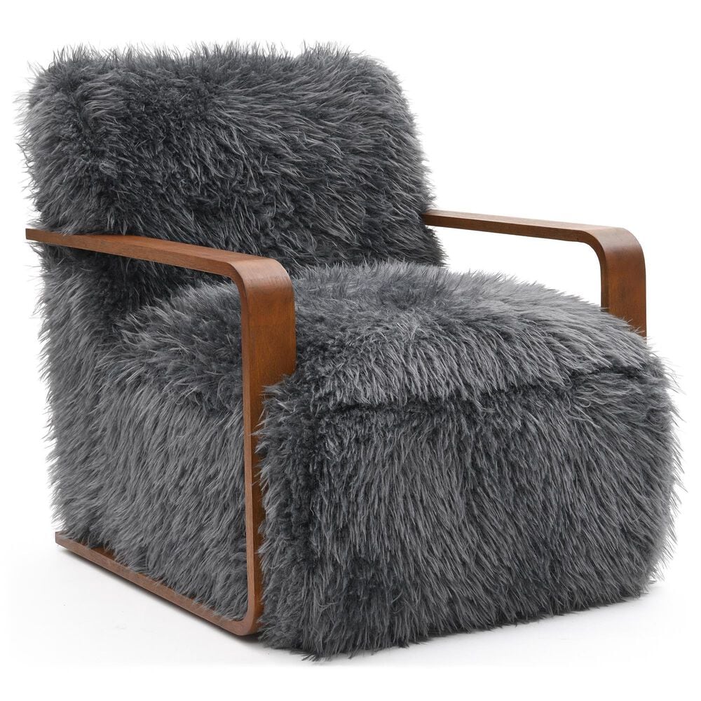 Furniture of America Neyra Long-Haired Accent Chair in Charcoal Gray, , large