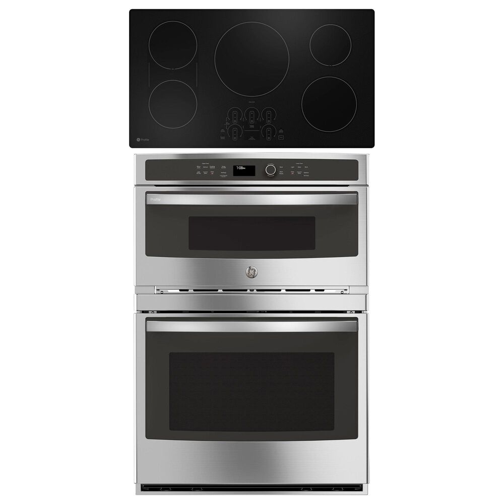GE Profile 2-Piece Kitchen Package with Stainless Steel 30" Built-In Microwave Combination Wall Oven and Black 36" Energy Star Induction Cooktop, , large