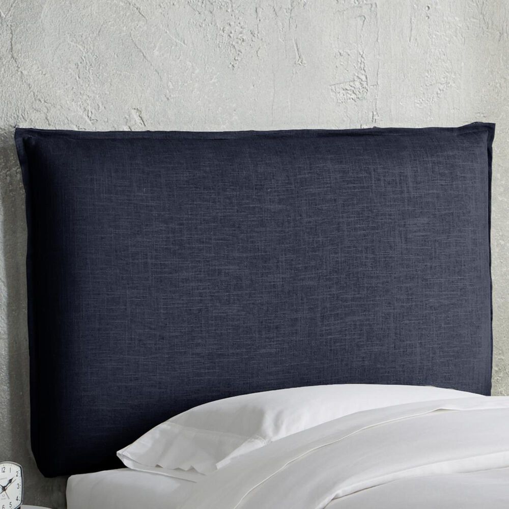 Skyline Furniture Twin French Seam Headboard in Linen Navy, , large