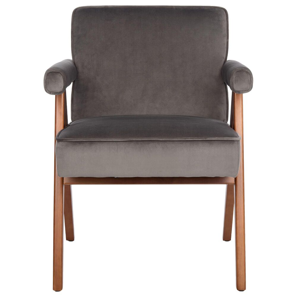Safavieh Suri Arm Chair in Dark Grey Velvet, , large